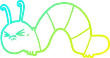 cold gradient line drawing cartoon angry caterpillar vector