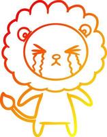 warm gradient line drawing cartoon crying lion vector
