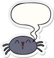 cartoon halloween spider and speech bubble sticker vector