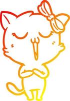 warm gradient line drawing cartoon cat vector