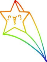 rainbow gradient line drawing cartoon shooting star vector