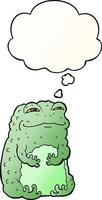 cartoon smug toad and thought bubble in smooth gradient style vector