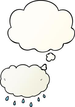 cartoon rain cloud and thought bubble in smooth gradient style vector