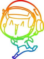 rainbow gradient line drawing happy cartoon astronaut vector