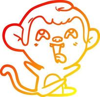 warm gradient line drawing crazy cartoon monkey vector