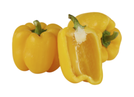 Whole and half of yellow bell pepper isolated on white background png