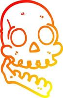 warm gradient line drawing cartoon happy skull vector