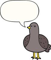 pájaro de dibujos animados y burbuja del habla vector