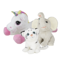 elefante, unicórnio, leopardo, boneca, brinquedo decorativo isolado no fundo branco com traçado de recorte png