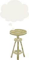 cartoon artist stool and thought bubble in retro style vector