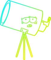 cold gradient line drawing cartoon bored telescope with face vector