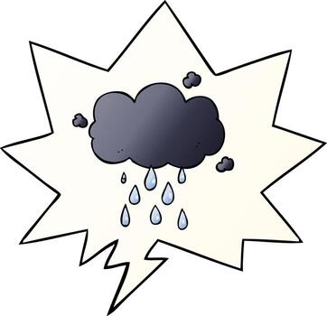 cartoon cloud raining and speech bubble in smooth gradient style vector