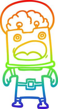 rainbow gradient line drawing cartoon robot vector