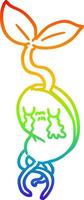 rainbow gradient line drawing cartoon sprouting seedling vector