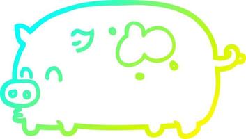 cold gradient line drawing cute cartoon pig vector