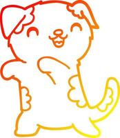 dibujo de línea de gradiente cálido cachorro de dibujos animados lindo vector