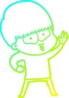 cold gradient line drawing cartoon happy boy vector