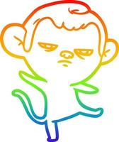 rainbow gradient line drawing cartoon annoyed monkey vector