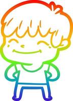 rainbow gradient line drawing cartoon happy boy vector