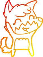 warm gradient line drawing happy cartoon fox vector