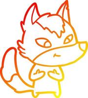 warm gradient line drawing friendly cartoon wolf vector