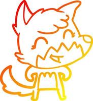 warm gradient line drawing happy cartoon fox vector