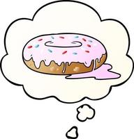 cartoon donut and thought bubble in smooth gradient style vector