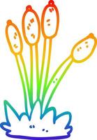 rainbow gradient line drawing cartoon bed of reeds vector