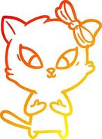 warm gradient line drawing cartoon cat vector