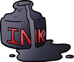 cartoon doodle spilled ink bottle vector