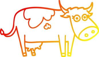 warm gradient line drawing cartoon farm cow vector