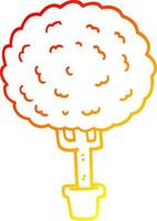 warm gradient line drawing cartoon tree vector