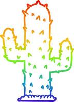 rainbow gradient line drawing cartoon cactus vector