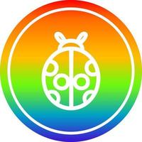 cute ladybug circular in rainbow spectrum vector