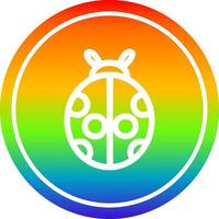 cute ladybug circular in rainbow spectrum vector