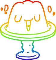 rainbow gradient line drawing jelly on plate wobbling vector