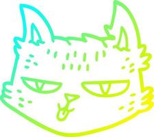 cold gradient line drawing funny cartoon cat vector