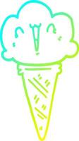 cold gradient line drawing cartoon ice cream with face vector