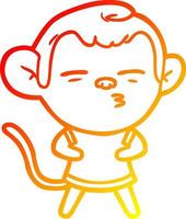 warm gradient line drawing cartoon suspicious monkey vector