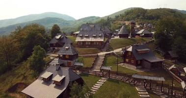 Panoramic View of the Drvengrad, traditional wooden village in Serbia