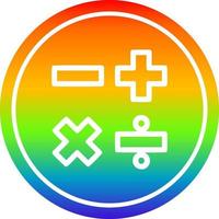 math symbols circular in rainbow spectrum vector