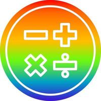 math symbols circular in rainbow spectrum vector