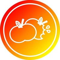 bitten apples circular in hot gradient spectrum vector