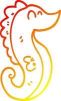 warm gradient line drawing cartoon sea horse vector