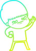 cold gradient line drawing angry cartoon boy vector
