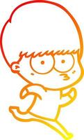 warm gradient line drawing nervous cartoon boy vector