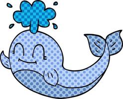 cartoon doodle of a happy whale vector