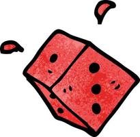 cartoon doodle rolling dice vector