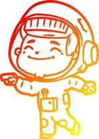 dibujo lineal de gradiente cálido feliz astronauta de dibujos animados vector