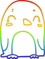 dibujo de línea de gradiente de arco iris pingüino de dibujos animados vector